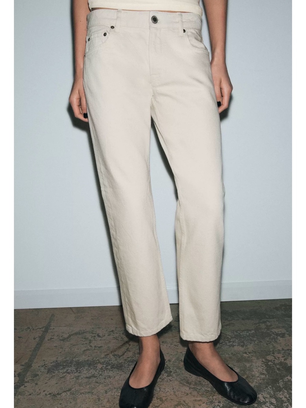 Zara Ecru Jeans Raw Hem